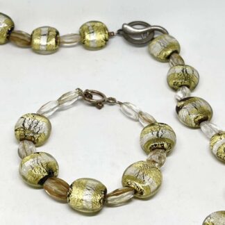 Collar y pulsera cuentas de vidrio